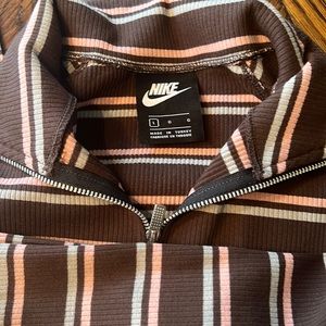 Nike size Large midi striped, spaghetti straps with matching cropped zip jacket.